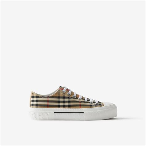 burberry check linen cotton trainers|Check Cotton Sneakers in Archive beige .